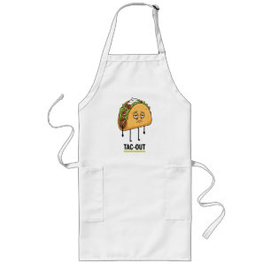 Tac-Out Mood – Funny Exhausted Taco Pun Long Apron
