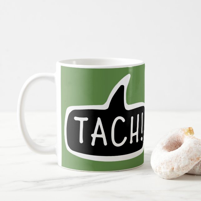 TACH! German Greeting, Hello Speech Bubble Coffee Mug (With Donut)