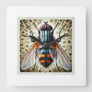 Tachinid Fly Dorsal View 260824IREF226 - Watercolo Square Wall Clock