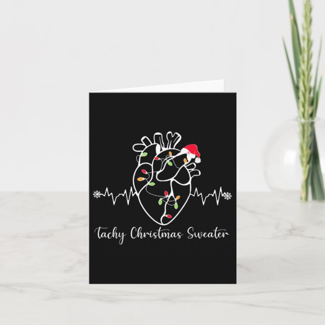 Tachy Christmas Sweater Anatomy Heart Cardiac Nurs Card (Front)