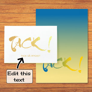 Tack swedish language thank you gold foil card