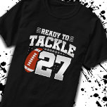 Tackle 27th Birthday 27 Years Couples Anniversary T-Shirt<br><div class="desc">This fun football birthday design is perfect for a 27th birthday football theme birthday party to celebrate turning 27 years old! It is also great for a 27 year wedding anniversary party for couples celebrating their 27th anniversary together. Features "Ready To Tackle 27" quote with football graphic. Perfect for anyone...</div>