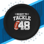 Tackle 48th Birthday 48 Years Couples Anniversary Paper Plate<br><div class="desc">This fun football birthday design is perfect for a 48th birthday football theme birthday party to celebrate turning 48 years old! It is also great for a 48 year wedding anniversary party for couples celebrating their 48th anniversary together. Features "Ready To Tackle 48" quote with football graphic. Perfect for anyone...</div>
