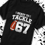 Tackle 67th Birthday 67 Years Couples Anniversary T-Shirt<br><div class="desc">This fun football birthday design is perfect for a 67th birthday football theme birthday party to celebrate turning 67 years old! It is also great for a 67 year wedding anniversary party for couples celebrating their 67th anniversary together. Features "Ready To Tackle 67" quote with football graphic. Perfect for anyone...</div>