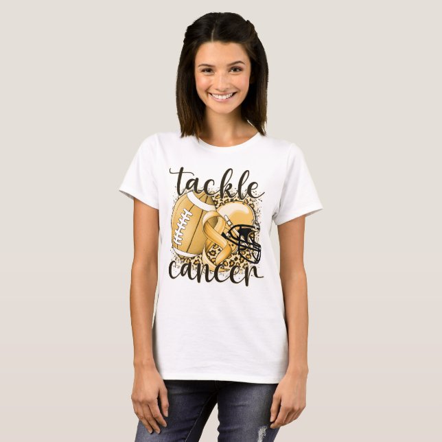 Tackle Appendix Cancer Football Themed T-Shirt (Front Full)