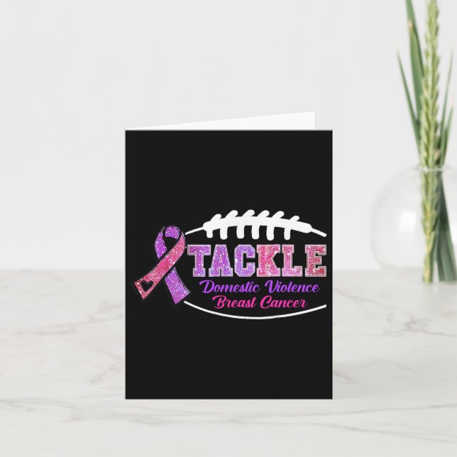 Tackle Breast Cancer And Domestic Violence Footll  Card (Front)
