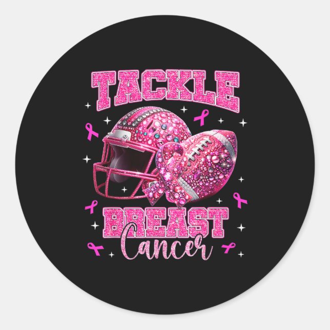 Tackle Breast Cancer Awareness American Football N Classic Round Sticker (Front)