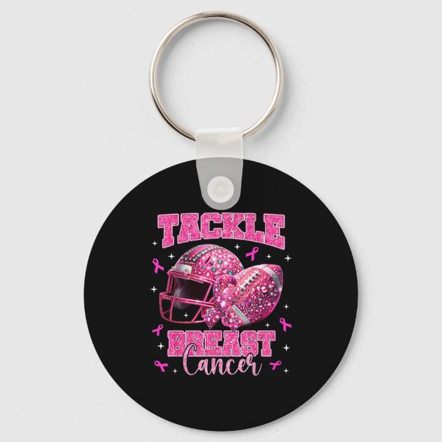 Tackle Breast Cancer Awareness American Football N Key Ring (Front)
