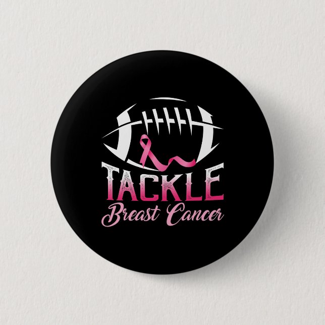 Tackle Breast Cancer Awareness American Football P 6 Cm Round Badge (Front)