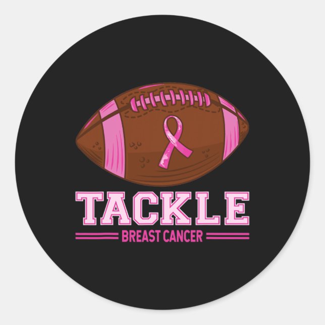 Tackle Breast Cancer Awareness American Football P Classic Round Sticker (Front)