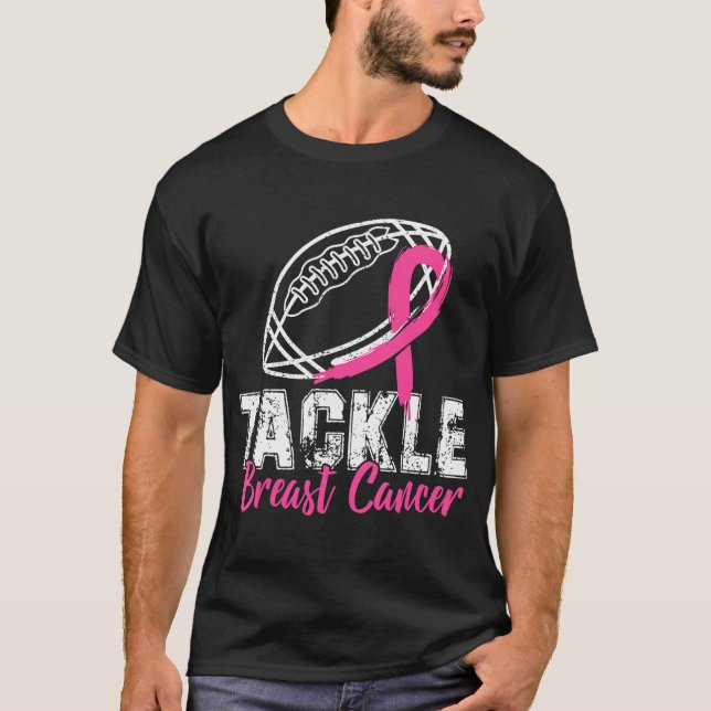 Tackle Breast Cancer Awareness Football Survivor T-Shirt (Front)