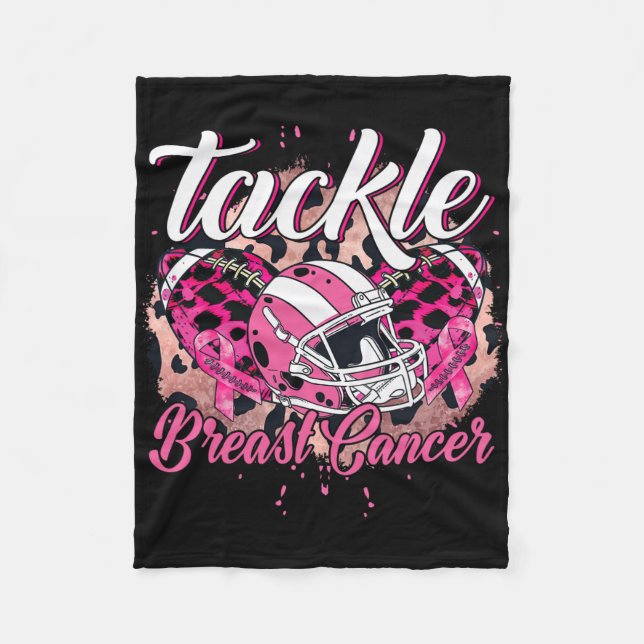 Tackle Breast Cancer Awareness Footll Helmet Pink  Fleece Blanket (Front)