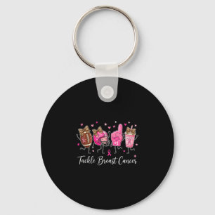 Tackle breast cancer awareness month football mum key ring