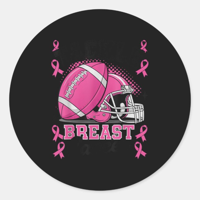 Tackle Breast Cancer Awareness Nk Ribbon Football  Classic Round Sticker (Front)