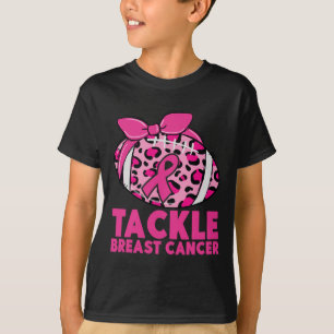 Tackle Breast Cancer Awareness Pink Ribbon Leopard T-Shirt