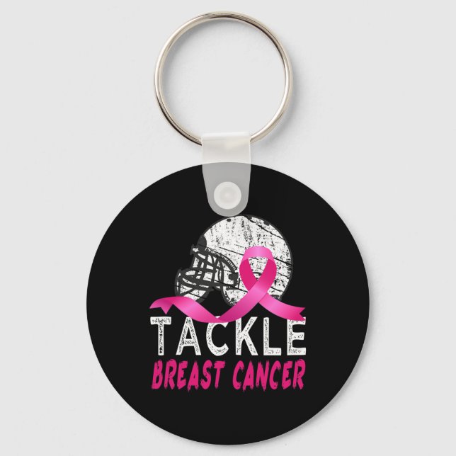 Tackle Breast Cancer Awareness Survivor Football O Key Ring (Front)