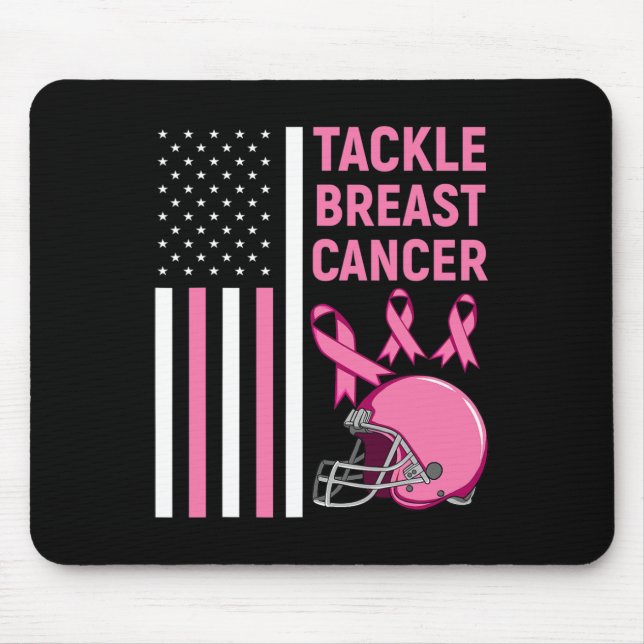 Tackle Breast Cancer Football American Flag  Mouse Mat (Front)