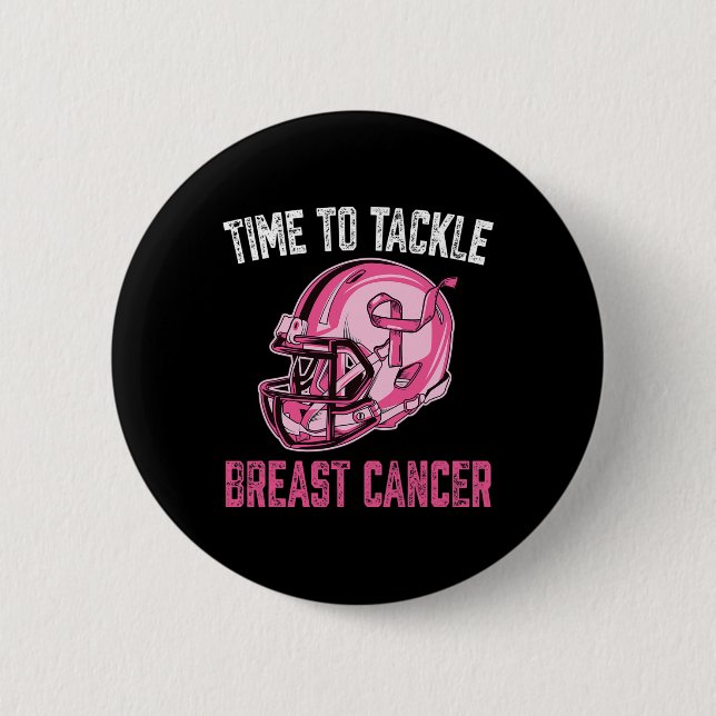 Tackle Breast Cancer Football Helmet Pink Ribbon A 6 Cm Round Badge (Front)