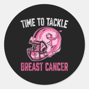 Tackle Breast Cancer Football Helmet Pink Ribbon A Classic Round Sticker