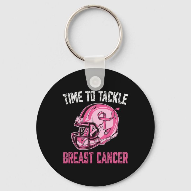 Tackle Breast Cancer Football Helmet Pink Ribbon A Key Ring (Front)