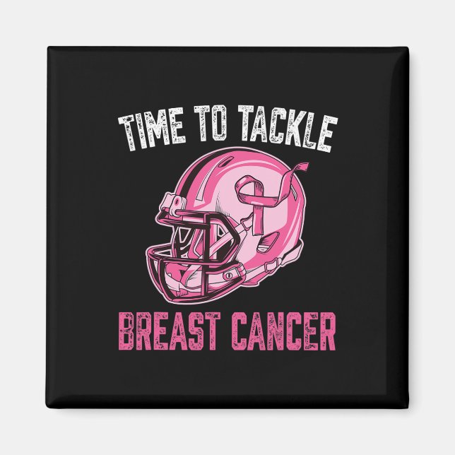 Tackle Breast Cancer Football Helmet Pink Ribbon A Magnet (Front)
