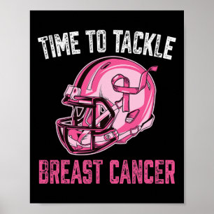 Tackle Breast Cancer Football Helmet Pink Ribbon A Poster