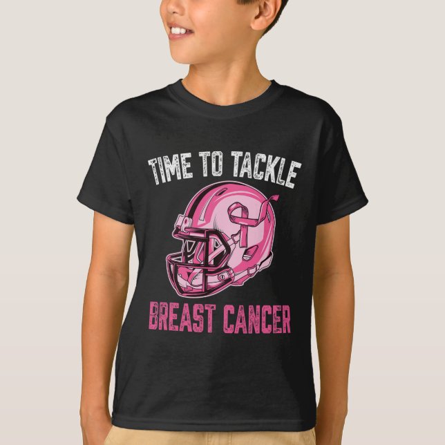 Tackle Breast Cancer Football Helmet Pink Ribbon A T-Shirt (Front)