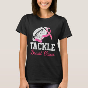 Tackle Breast Cancer Football Survivor Pink Ribbon T-Shirt