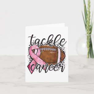 Tackle Breast Cancer Footbyll Pink Ribbon Awarenes Card