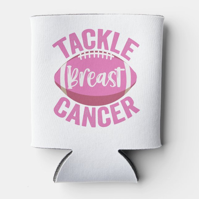 Tackle Breast Cancer Funny Football Awareness Gift Can Cooler (Front)