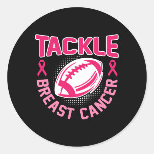 Tackle Breast Cancer K Ribbon Awareness Football Classic Round Sticker
