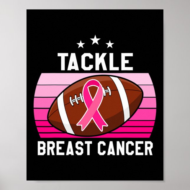 Tackle breast cancer Men women Tee Vintage Footbal Poster (Front)