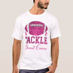 Tackle Breast Cancer Pink Leopard Print Football T-Shirt