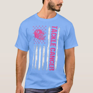 Tackle Cancer American Flag Baseball Breast Cancer T-Shirt