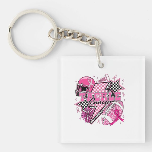 🏈 Tackle Cancer Awareness Design Key Ring (Front)