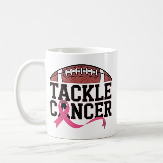 Tackle Cancer Pink Ribbon Design Coffee Mug (Left)