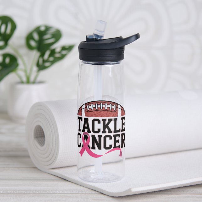 Tackle Cancer Pink Ribbon Design Water Bottle (Yoga (Rotated))