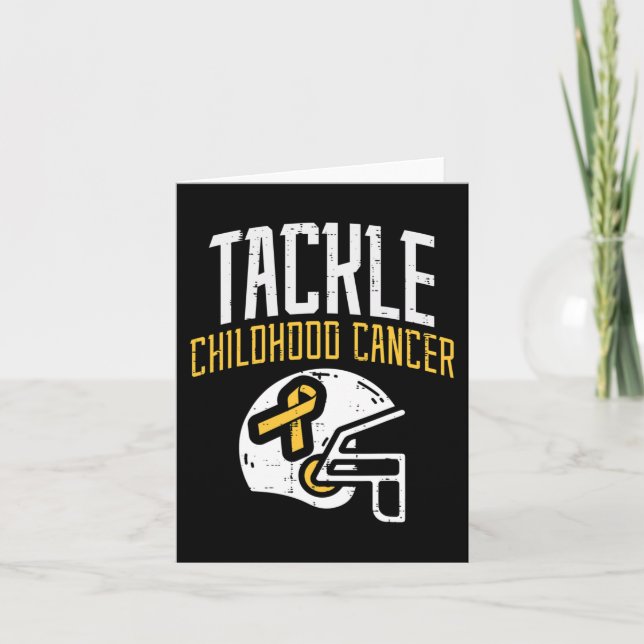 Tackle Childhood Cancer Helmet Ribbon Awareness Su Card (Front)