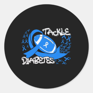 Tackle Diabetes Awareness Football Classic Round Sticker