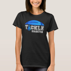 Tackle Diabetes Blue Football Type 1 T1D Diabetes  T-Shirt