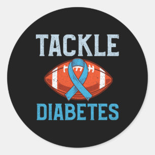 Tackle Diabetes - Fun Footll Fan Graphic Diabetic Classic Round Sticker