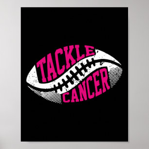 Tackle Football Ball Pink Ribbon Breast Cancer Awa Poster