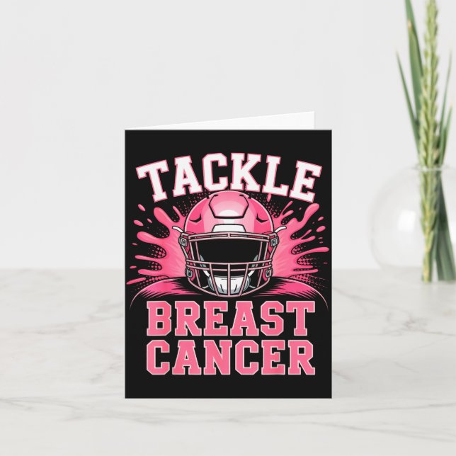 Tackle Football Breast Cancer Awareness Nk Ribbon  Card (Front)