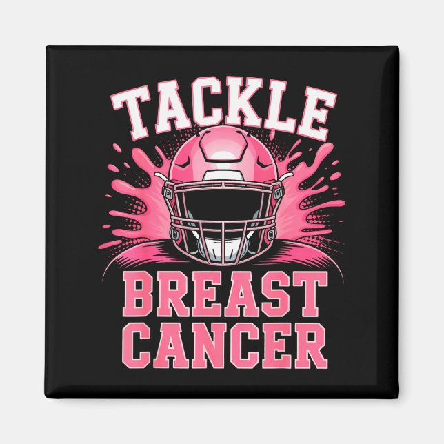Tackle Football Breast Cancer Awareness Nk Ribbon  Magnet (Front)