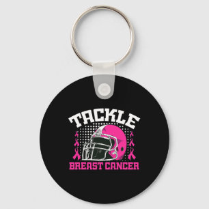 Tackle Football Breast Cancer Awareness Pink Ribbo Key Ring