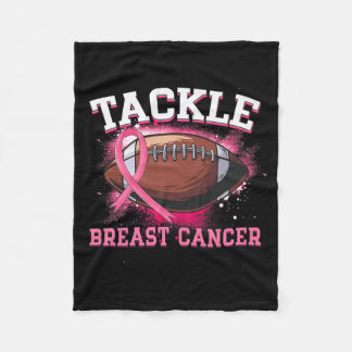 Tackle Football Pink Ribbon Breast Cancer Awarenes Fleece Blanket