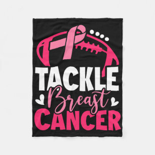 Tackle Footbyll Pink Ribbon Breast Cancer Awarenes Fleece Blanket