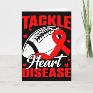 Tackle Heart Disease Awareness Football Red Ribbon Card