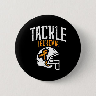 Tackle Leukaemia Helmet Orange Ribbon Blood Cancer 6 Cm Round Badge