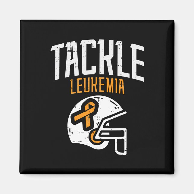 Tackle Leukaemia Helmet Orange Ribbon Blood Cancer Magnet (Front)